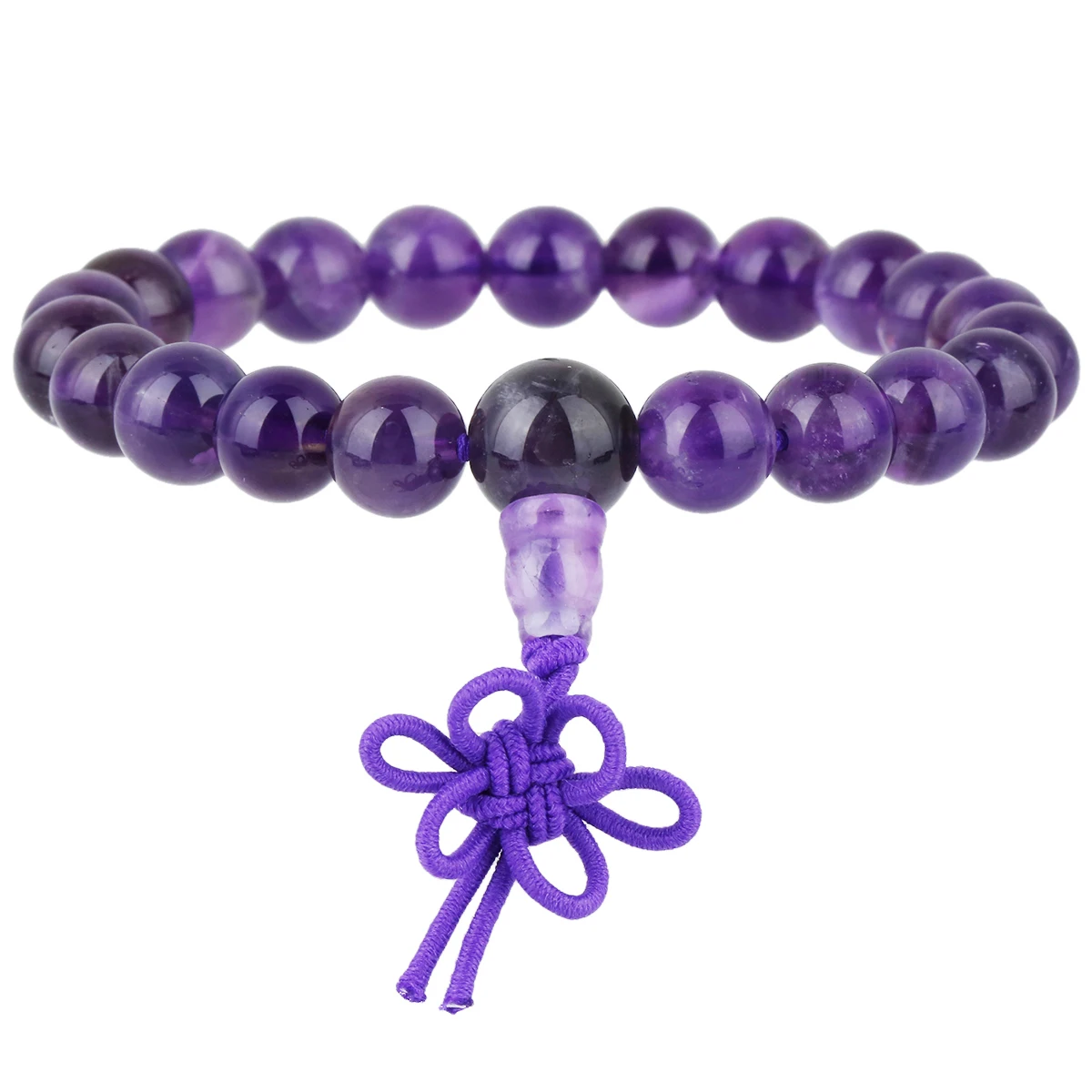 

Natural Amethyst Crystal Mala Bracelet 7 Chakra Healing Stone Beads Stretch Bracelets 7"