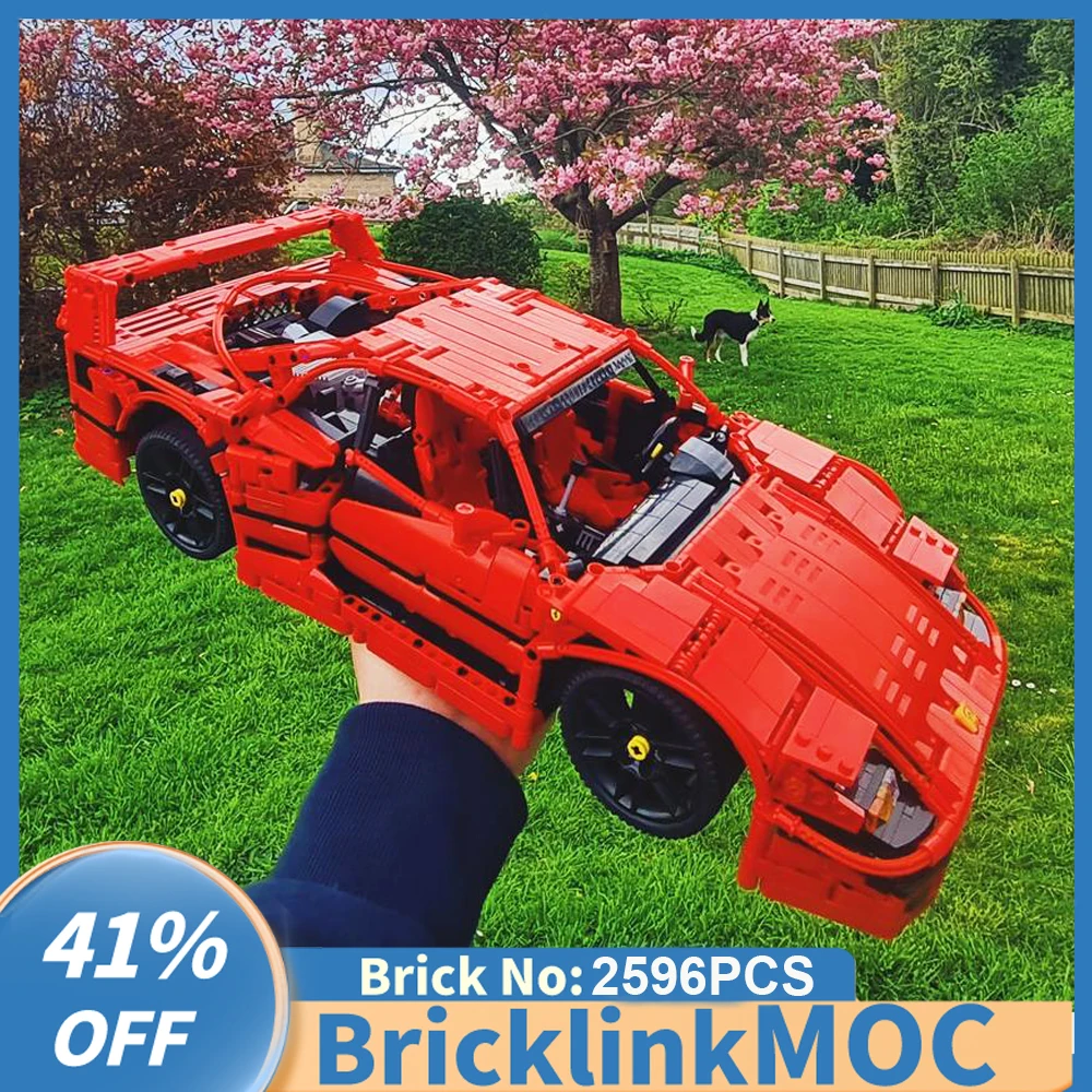 

2596PCS 1:10 scale red ferrared F40 classic retro supercar racing model creative ideas ChildToy Gift technology Blocks MOC-42125