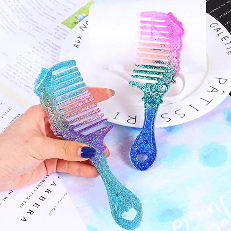 2 Shapes Comb 3D Transparent Epoxy Resin DIY Mold for DIY Comb Casting Silicone Mold Art Craft Making Handmade Comb Gift