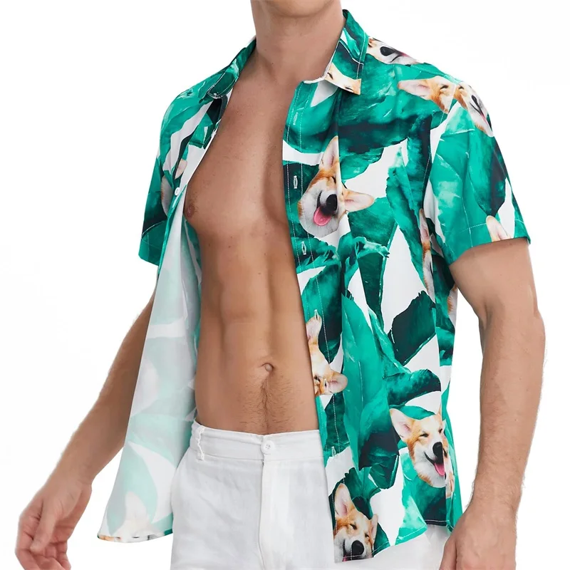 thumbnail image 1 of Camisas de playa con estampado de patrón de Hamburgo para hombre, camisas hawaianas tropicales casuales de manga corta para hombre, camisas divertidas con botones, 1 of 4