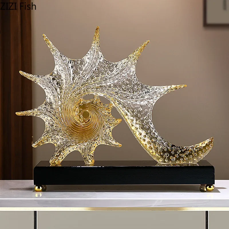 Spiral Conch Statue Home Landscape Ornaments Desk Decoration Resin Crafts Creative Bubble Conch Sculpture Room Aesthetic Decor