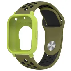 Two - Tone Breathable Sports Silicone Band with Soft Hollow Protector - Redmi Watch 5 Lite (GrBLime)