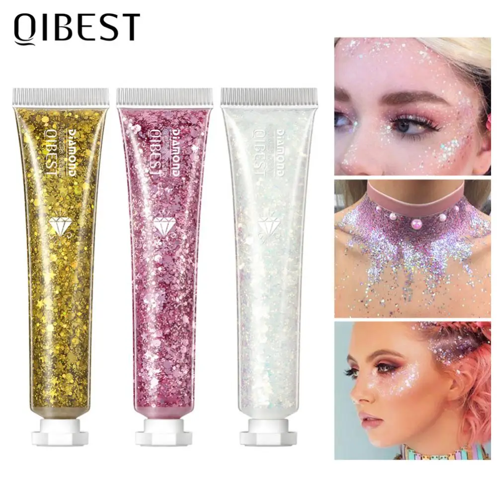 Body Glitter Gel Multifunctionele Face Lip Hair Losse Pailletten Flitsen Vloeibare Oogschaduw Festival Podium Make-Up Decoratie Cosmetica