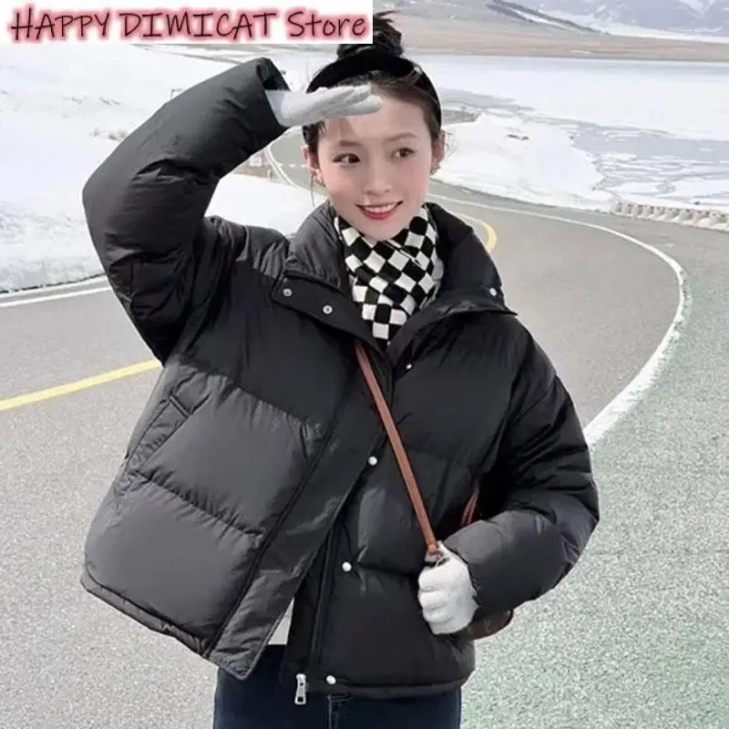 Giacche Parka Invernali Addensare Outwear Donna Coreano Allentato Colletto Rialzato Parka Caldo Donna Piumino Corto Imbottito In Cotone