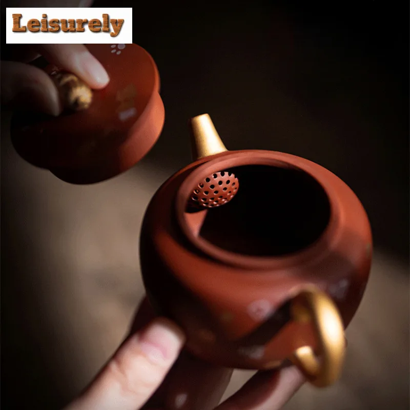 100ml Great Fortune Purple Clay Hundred Wealth Teapot Aesthetic Tea Infuser Pot Tea Soaking Kettle with Strainer Tea Ceremony