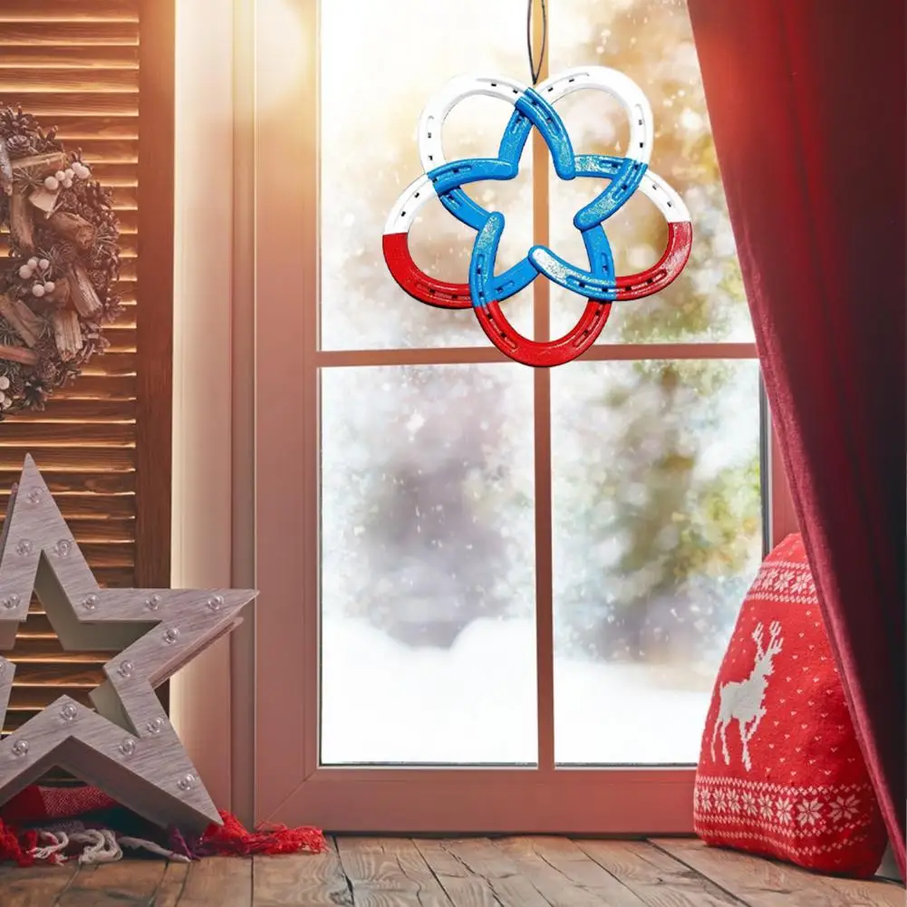 

Party Patriotic Wall Decor Elegant Iron Wall Decoration Patriotic Metal Hollow Star Flower Wall Hanging Unique Iron for Room