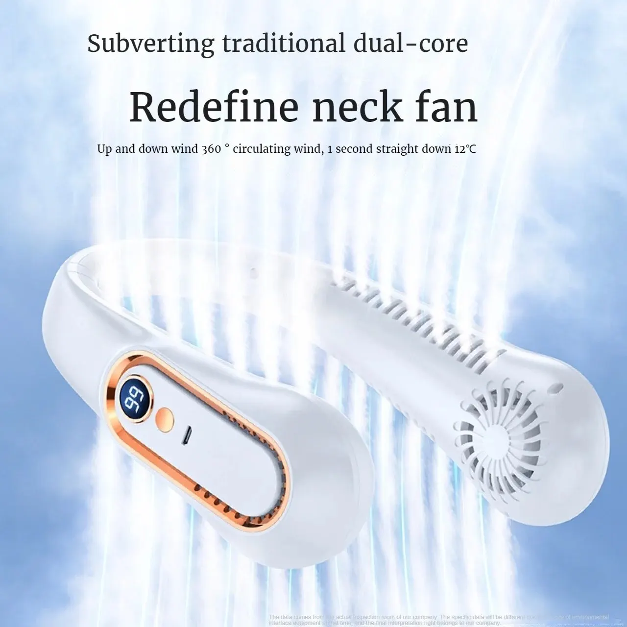2025 New ceiling fan USB rechargeable portable small fan students office sports digital display ceiling fan hanging neck fan 1