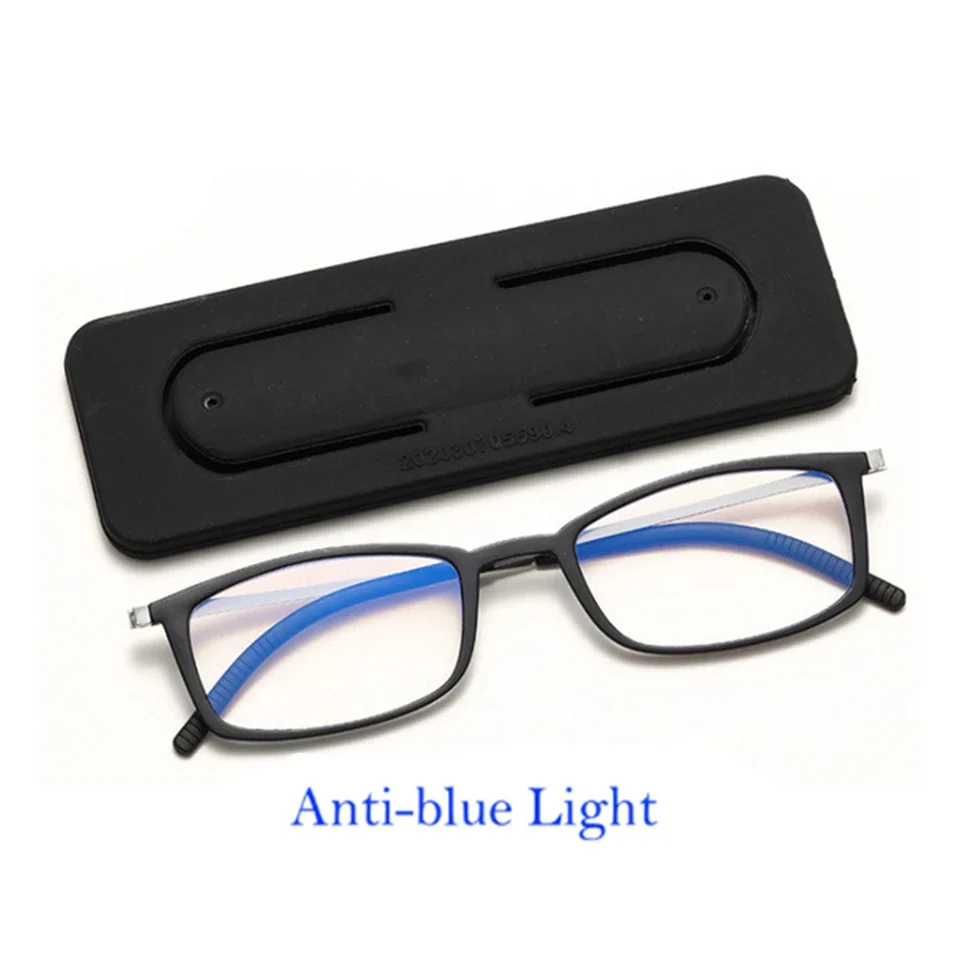 NONOR Thin Reading Glasses Phone Sticker Men Metal +100 To +300 Women Square Computer Eyeglass Anti Blue Light