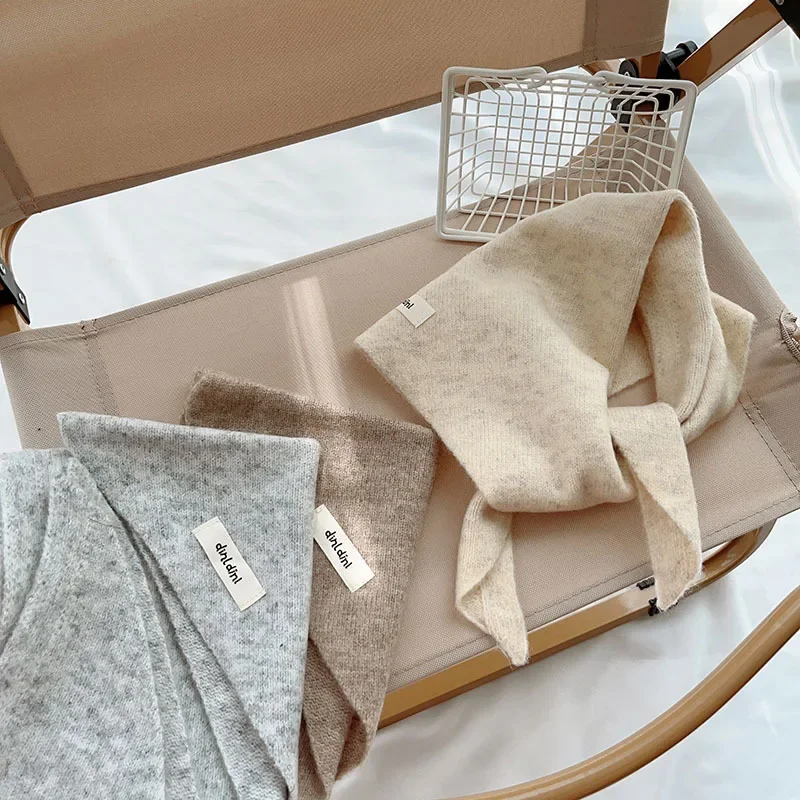 Baby Wool Triangle Scarf Autumn Winter Warm Windproof Neckerchief Kids Knitted Towel Solid Boys Girls Children's Cashmere Scarf