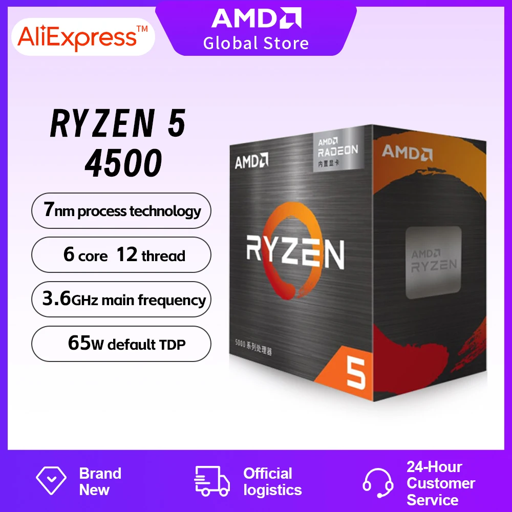 AMD-Ryzen-5-4500-Box-R5-4000-Series-CPU-Brand-New-6-Core-soquete-AM4 ...