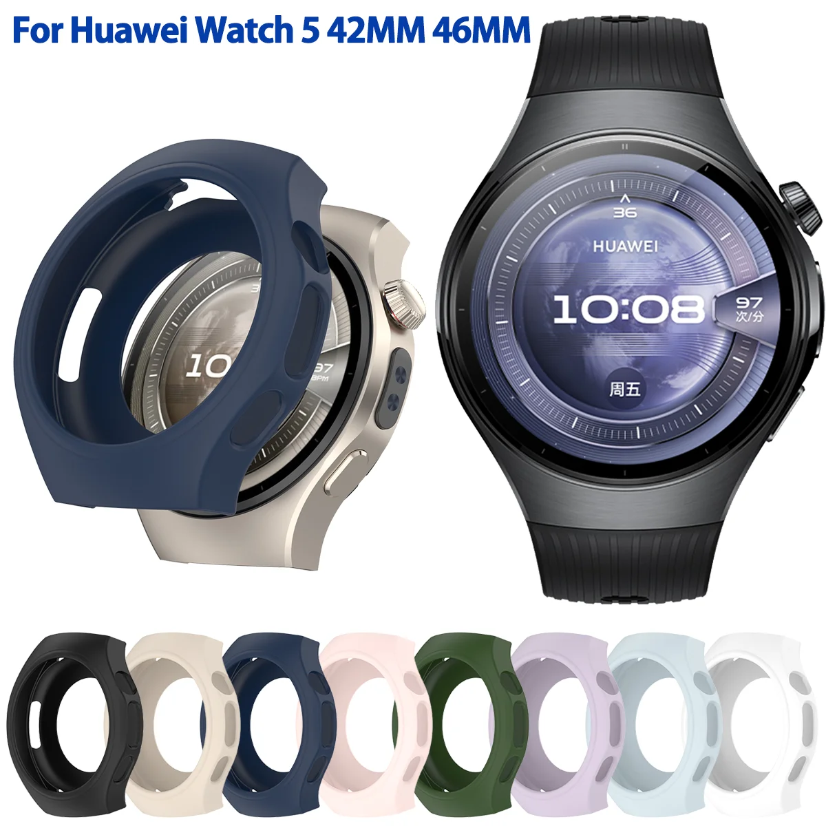 Silicone Protective Cover for Smartwatch - Full Body Soft TPU Hollow Casing