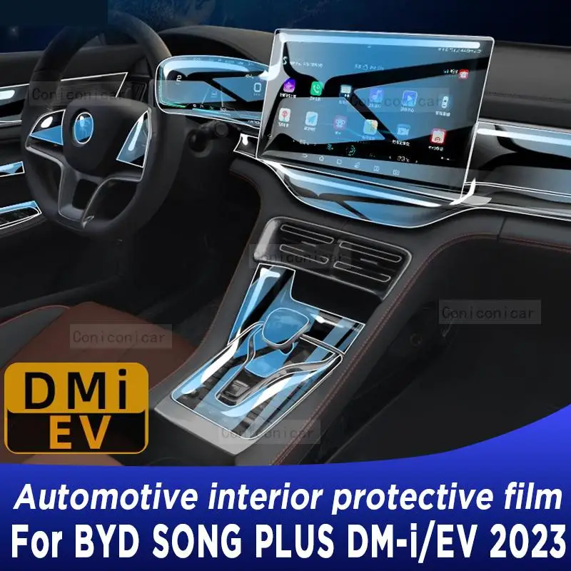 

For BYD SONG Plus DM-i/EV 2023 Gearbox Panel Navigation Screen Automotive Interior TPU Protective Film Cover Anti-Scratch