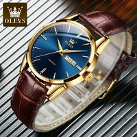 OLEVS-Montre à Quartz de Marque de Luxe pour Homme, Décontractée, à la Mode, pour Cadeaux, en Cuir Respirant, Étanche, Lumineuse 2