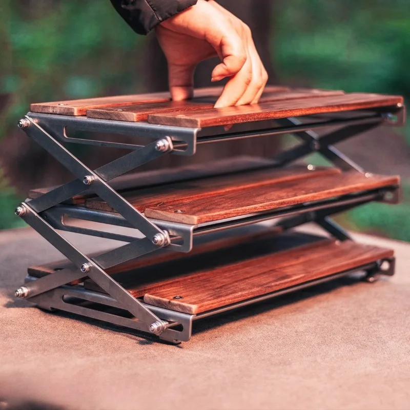 

Новый портативный стол для кемпинга и кемпинга, настольная Складная полка, Многофункциональный складной трехслойный стол, артефакт для пикника