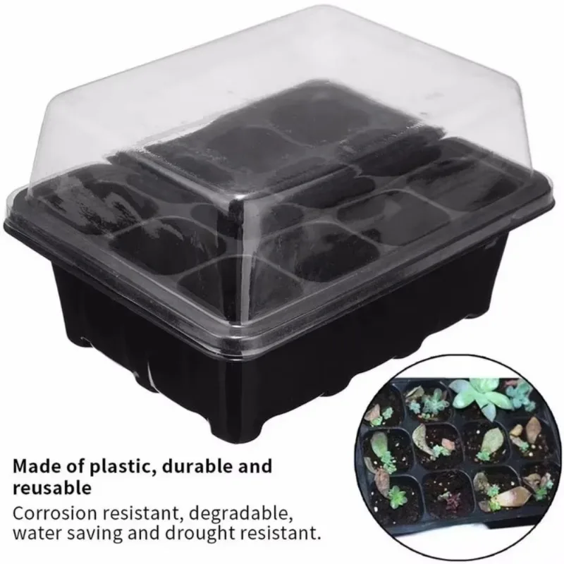 12 Holes Seedling Trays Seed Starter Tray Plastic Nursery Pots With Breathable Hole Planting Seed Growing Starting Seedling Tray