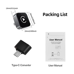 Wireless CarPlay and Android Auto Smart USB Dongle Adapter (Black)