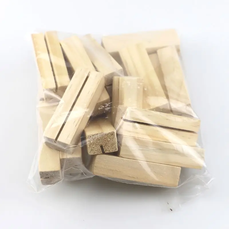 Natural Wood Name Memo Clips 20pcs Photo Holder Business Card Stand Desktop Message Organizer