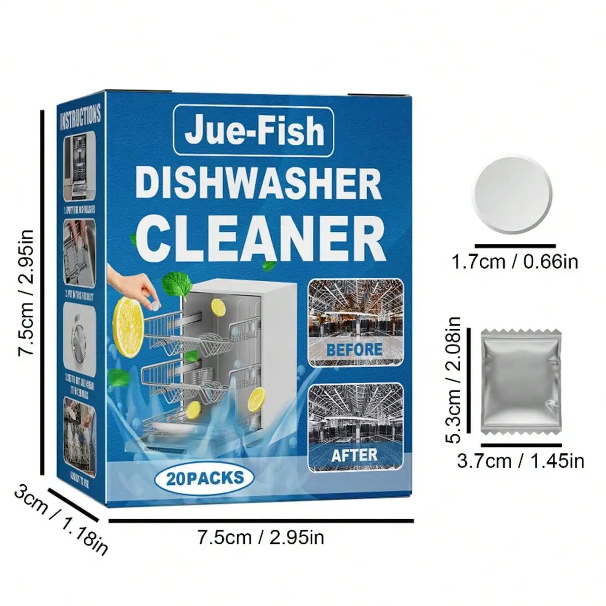 Dishwasher cleaner 20pcs box dishwasher scale cleaning sheet dirt and oil removal cleaning sheet dishwasher special maintenance