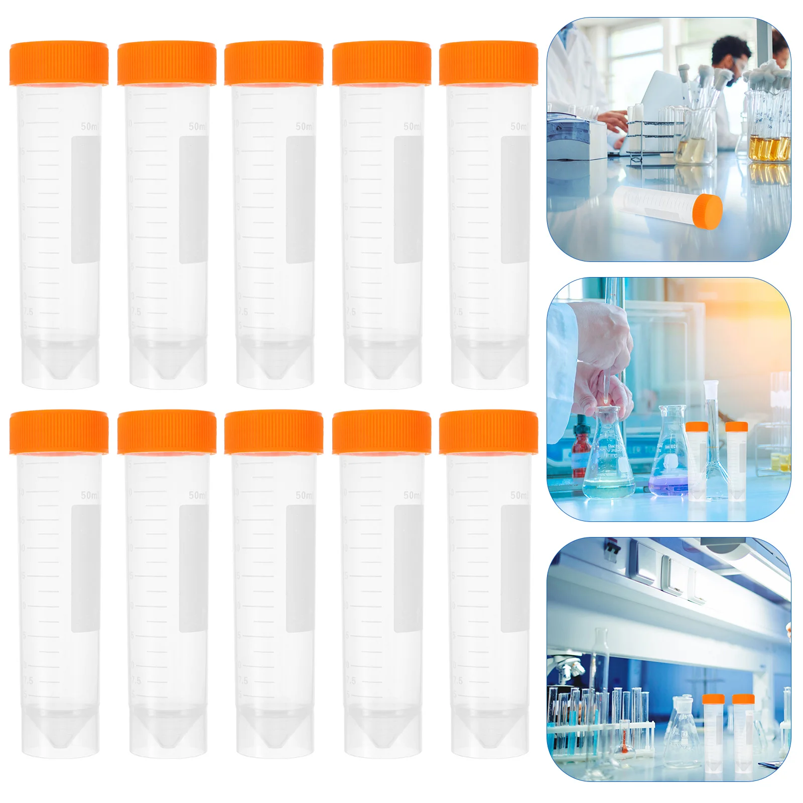 

50Ml Centrifuge Tubes Conical Tubes LeakProof Screw Caps Plastic Container Graduated Write Marks Laboratory Lab School