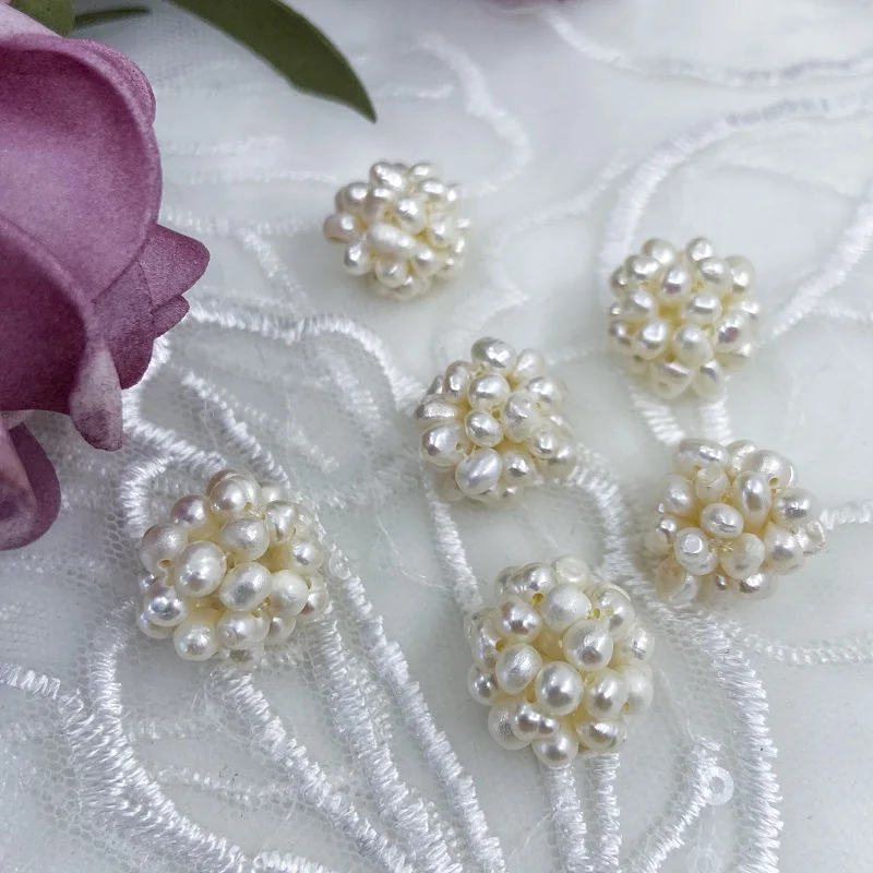 5PCS 15-16mm Pearl Ball Cluster Handmade Freshwater Pearls Loose Beads For Jewelry Making Earrings Brooch Hairpin Accessories
