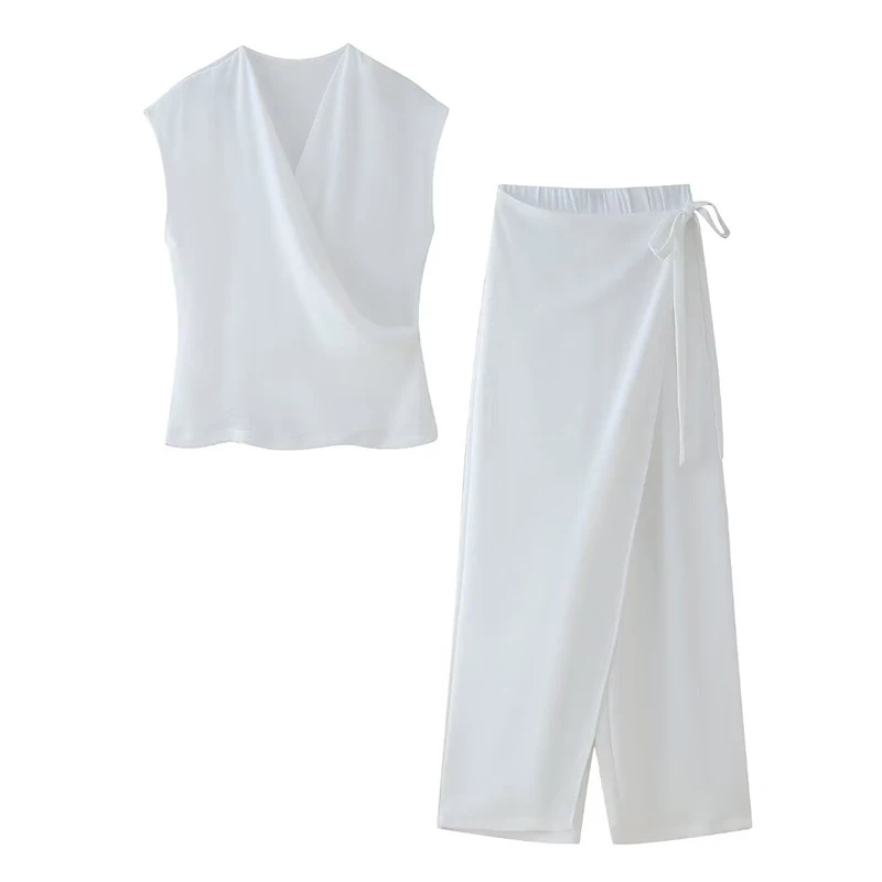 Women Pants Sets Women Fashion Short Sleeve Top Mid Waist Pants Women's Suit 2 Piece Sets Women Outfit