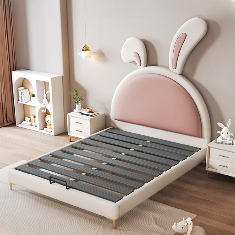 Girl Princess Children Bed Simple Modern Leather Comferter Bed Light Luxury Cama Infantil Bedroom Set Furniture