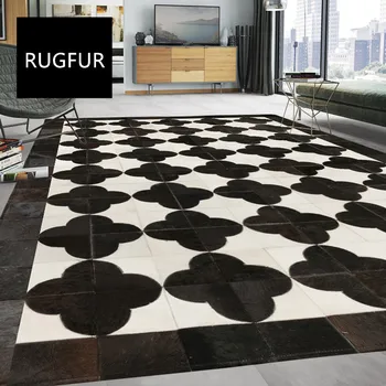 Natural Floral Cowhide Carpet Customized Cow Hide Flower Rug Real Leather Mats HANDMADE DESIGN