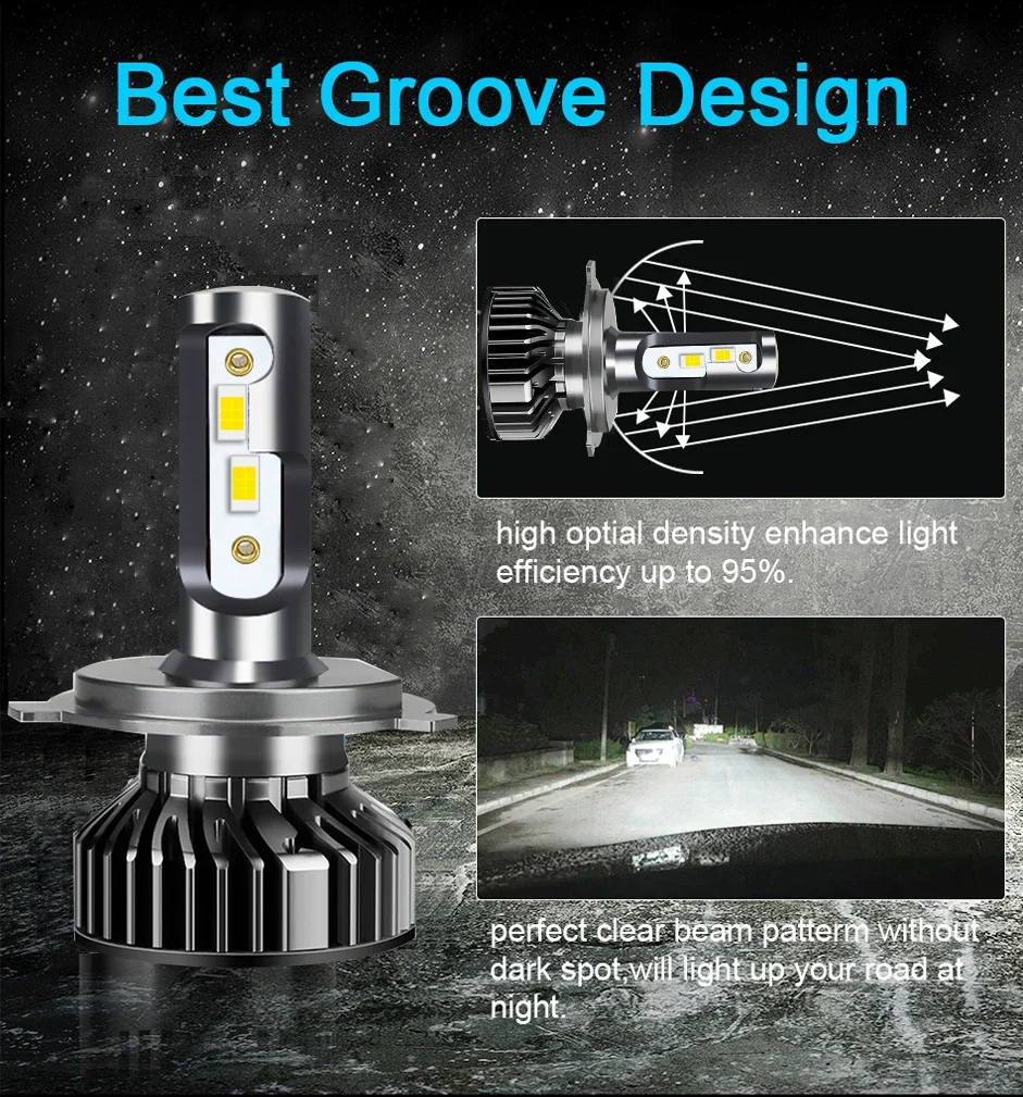 OVEHEL 26000LM 100W LED Headlight Canbus 4300K 6000K 8000K HB3 HB4 9005 9006 H1 H8 H9 H11 Bulb H7 H4 Led 12V Car For 24V Truck