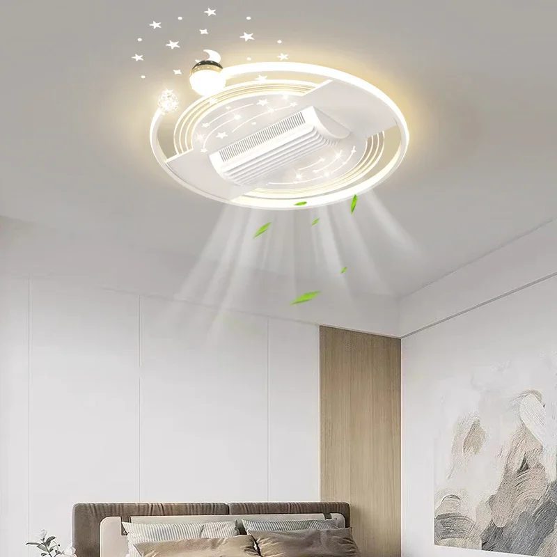 LED Ceiling Fan Lights Modern Bladeless Ceiling Lamp Fan 6 Speed for Living Room Bedroom Children's Room