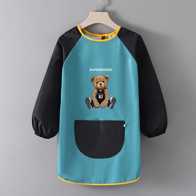 New Arrivals Long Sleeved Gown Cartoon Print Children's Bib Waterproof Kids Boys Girls Art Craft Painting Drawing Apron Custom accessoriesbaby easter 