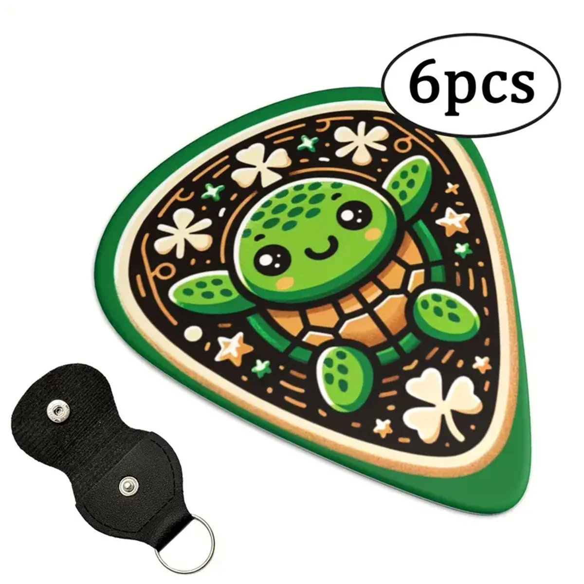 Original Sound Guitar Picks 6 Pcs guitar picks Double-Sided Printed Ukulele Guitar Finger Shrapnel Keychain Holster Gift For Music Lovers
