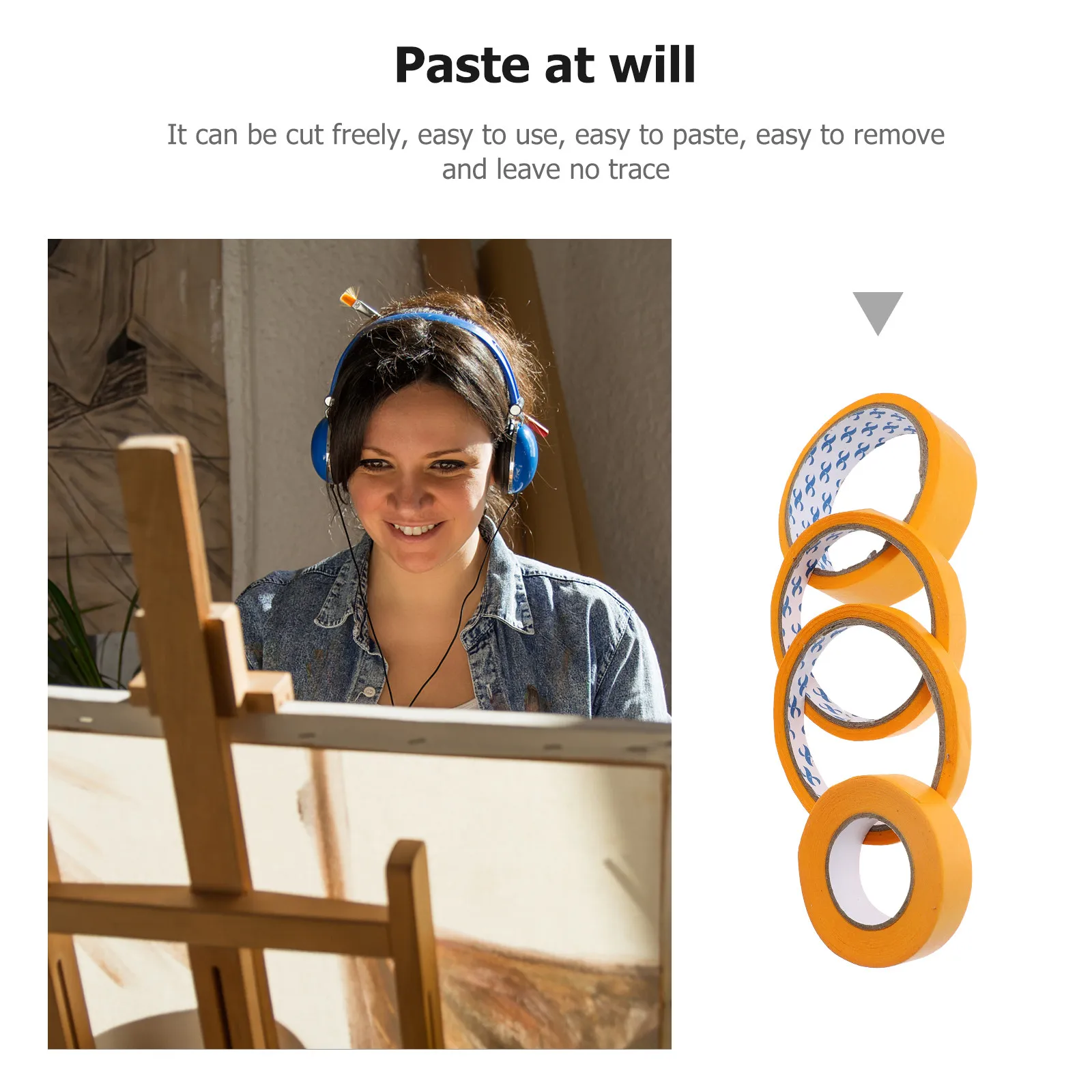 4 롤 마스킹 테이프 DIY 공예용 장 접착 테이프 페인팅 스크랩북킹 예술 프로젝트 제거 가능 잔여물 없음 간편