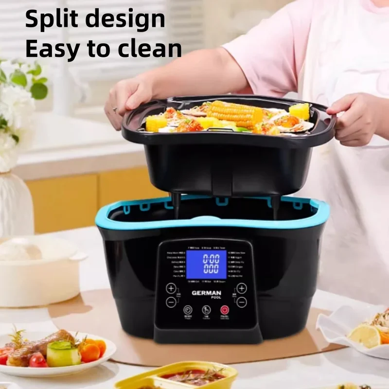 220V Multi Cookers: 5L Large Capacity Fryer, Hot Pot, Air Fryer and Slow Cooker,1500W High Firepower Baking and Stewing 3