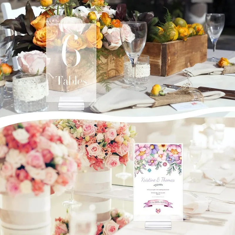 20/100PCS Mini Clear Stands Place Card Holders Table Number Stands Card Base Stand for Table Photos Games Wedding Party Decor