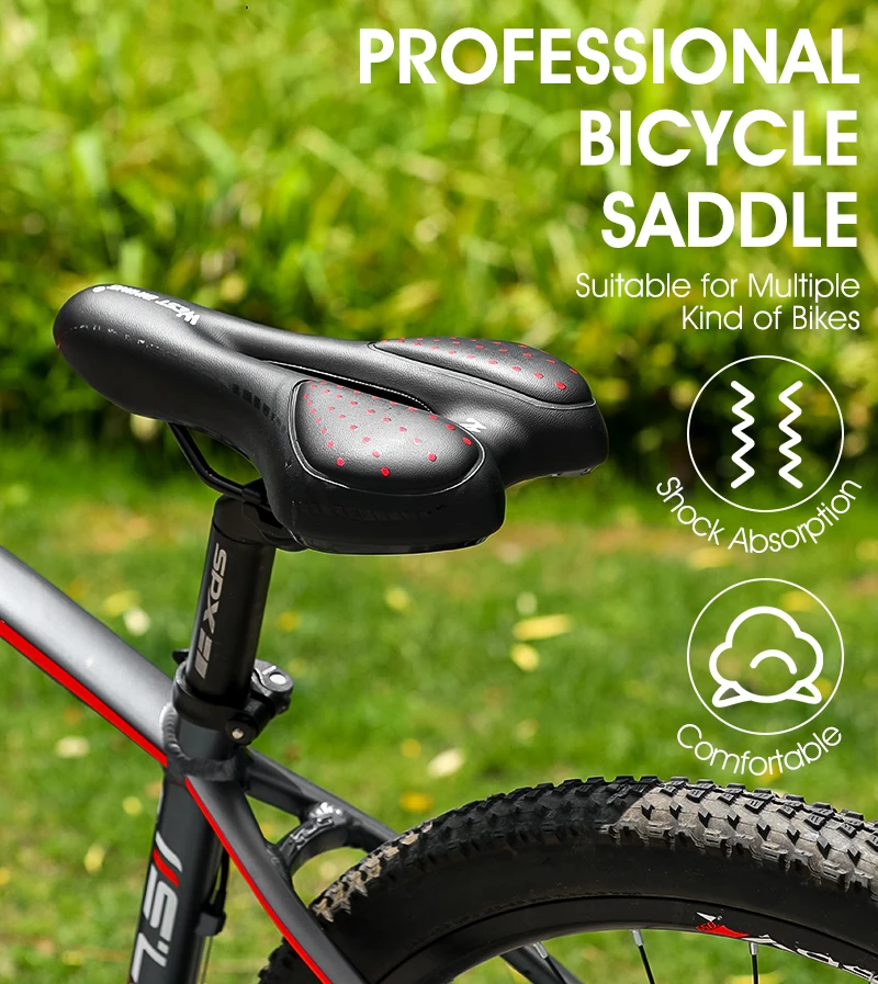 WEST BIKING Bike Saddle MTB Mountain Road Bike Seat PU Leather Gel Filled Cycling Cushion Comfortable Shockproof Bicycle Saddle