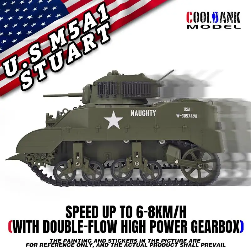 Coolbank Stuart M5a1 Electric Remote Control Tank Simulation Military Model Toy 360 ° Battery Rotating Children'S Toy Gift 4