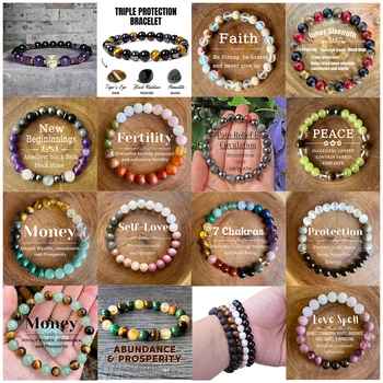 Harong Natural Obsidian Malachite Amethyst Bracelets Tiki Attract Good Luck Money Health Women Men Beads Bracelet Jewelry Gifts 1