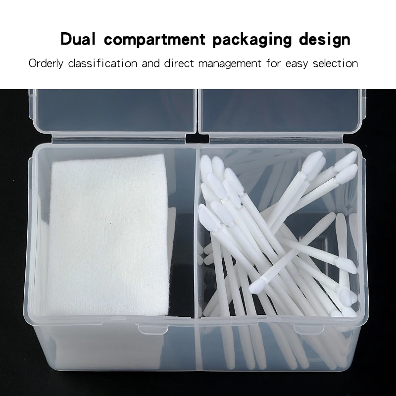 Description Picture 6 of item1pc Nail Storage Box Double Grille Dust Proof Belt Cover Cotton Sheet Napkin Storage Box Nail Accessories Finishing