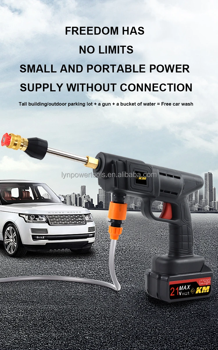 JH Portable High Pressure Electric Car Washer Gun Rechargeable Battery Powered C