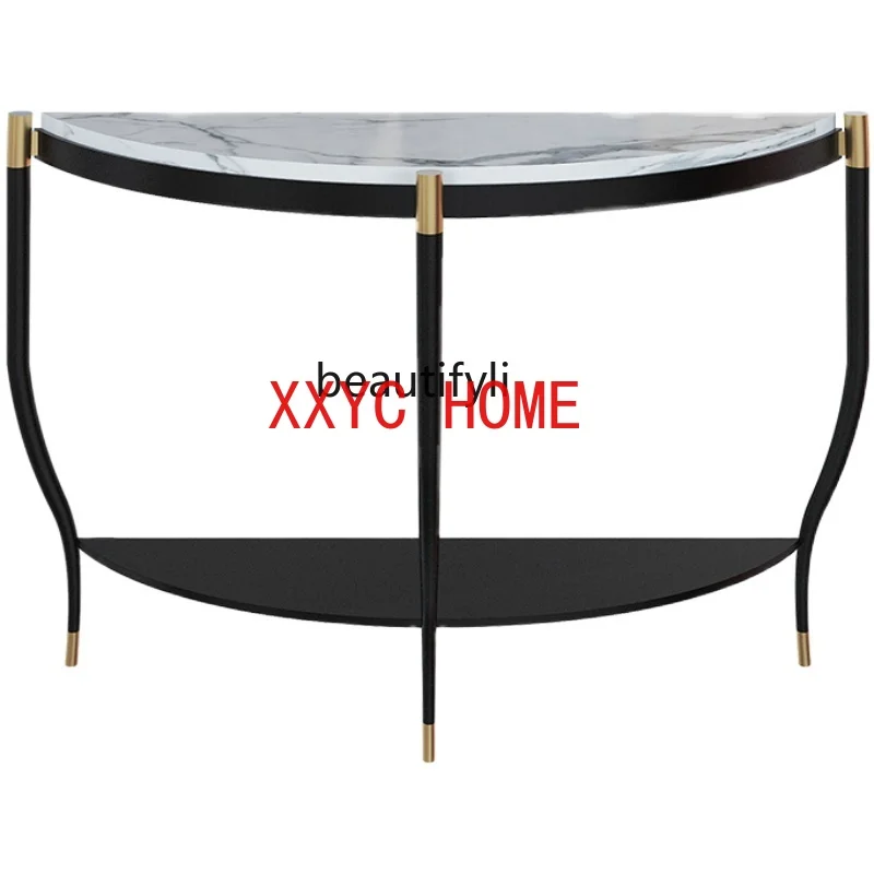 

Iron Wall Semicircle Marble Console Tables Cabinet Walk Console