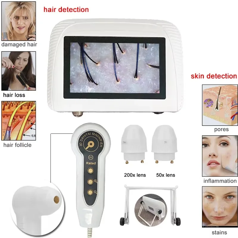 5 Inch Skin Analyzer For Diagnosis Skin Care Tools  Skin Hair Scalp Detector Dermoscopy Tester Analyser With 2 Lens Rechargeable