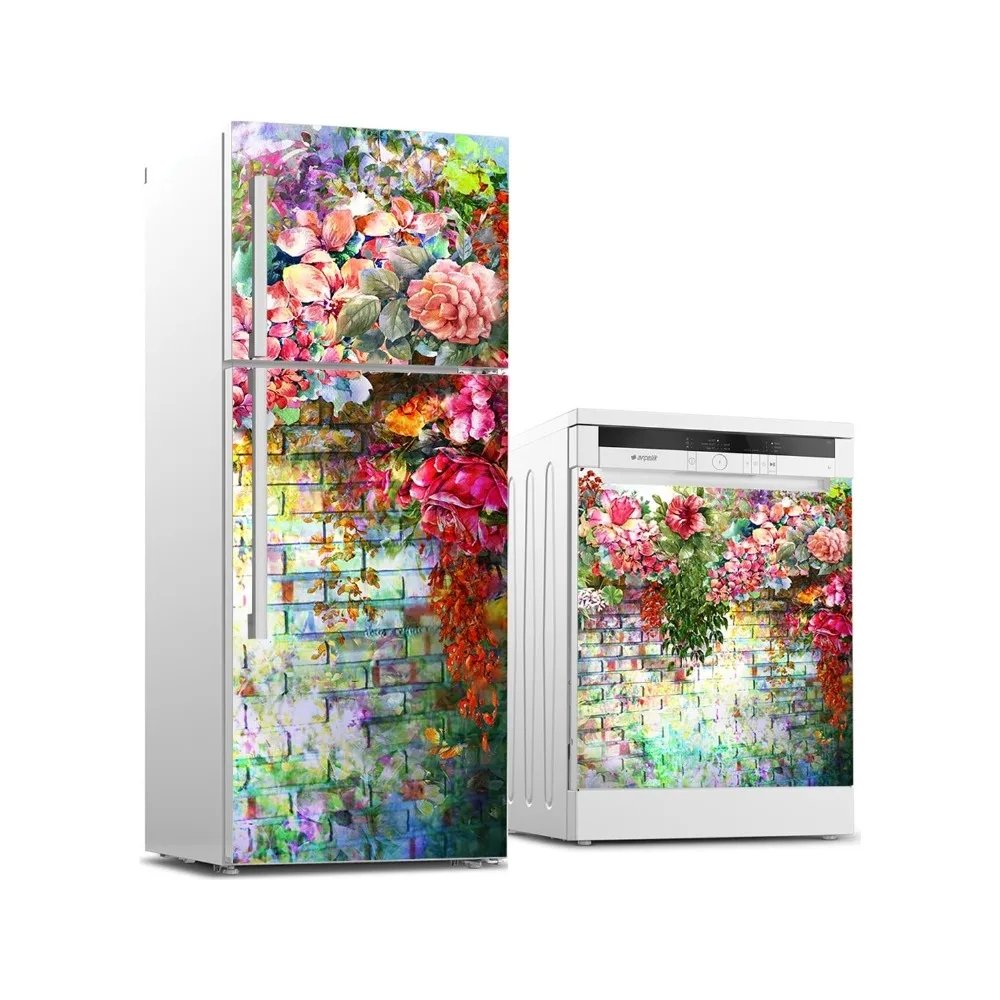 

3D Custom Dishwasher Refrigerator Contact Paper Flower Wall Freezer Decal Film Panel Cover Wall Sticker Home Decor
