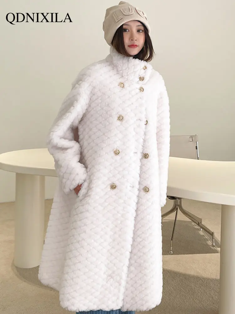 

Winter Coat for Women 2023 Jackets Double-breasted Full-lamb-wool Particle Shearling Sheepskin Coat，Long Fur Female Coats