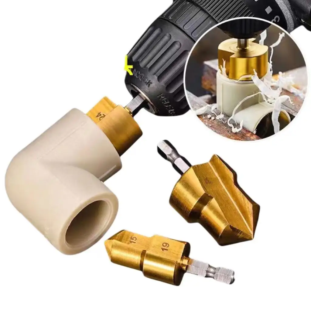 PPR 리프팅 계단식 드릴 비트, 육각 생크 수도관 연결 도구, 전체 개방 공정, 20mm, 25mm, 32mm
