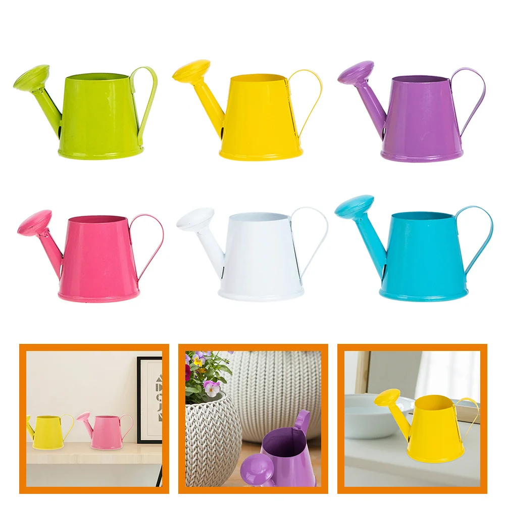 

5 Pcs Watering Can Metal Pot for Plants Device Kettle Mini Vases Home Decor Props Succulents Cans Toy Sprinkler Toys