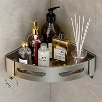 Bathroom Shelf Corner Space Aluminum Bathroom Triangle Basket Shower Room Storage Rack Wall Mounted 2