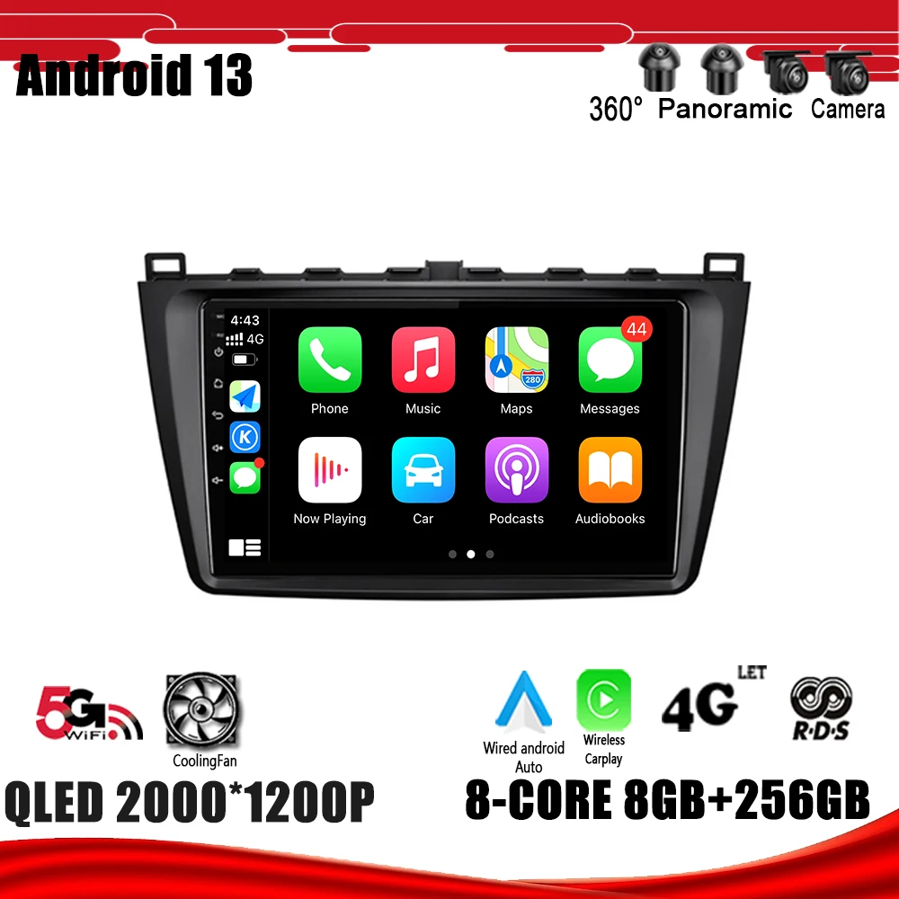 

For Mazda 6 GH 2007 -2012 Car Radio Multimedia Player Navigation GPS DSP Carplay WIFI Android 13