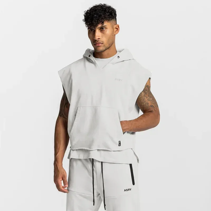 Bodybuilding Vest Men Sleeveless Hoodie Loose Casual Versatile Gym Vest
