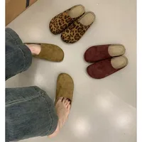 New Classic Women's Leopard Closed Toe Cork Flats Slippers Ladies Leopard Cork Slippers Camo Mule Clogs Shoes  Zapatos De Mujer 1