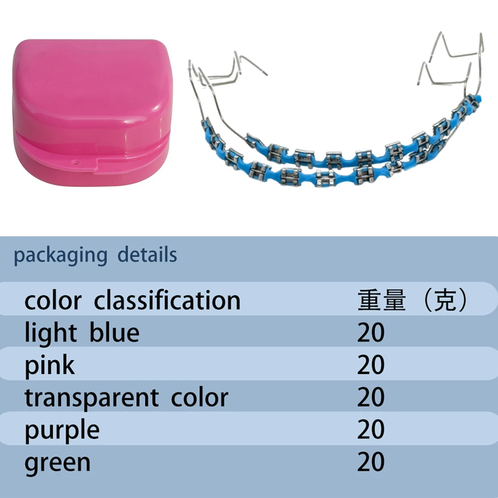 Temporary Tooth Decoration Dental Fake Braces with Metal Wires & Bracket Dental Metal Bracket with Ligature Ties for Tooth Decor